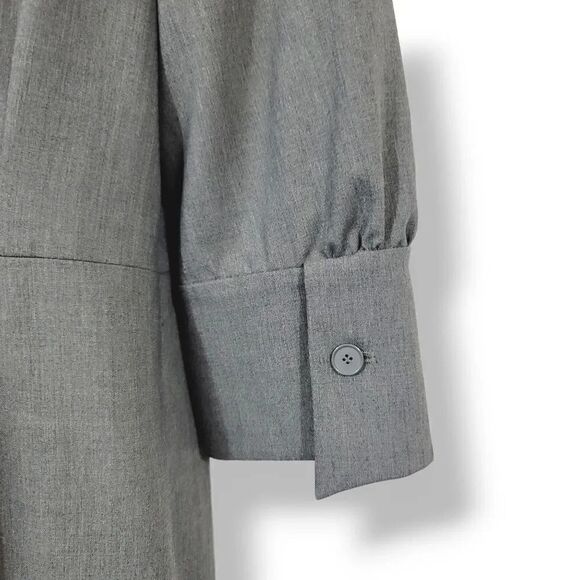 Worth Wool Blend Button Down Pleated Suit Dress in Gray Size 10 - Picture 6 of 8
